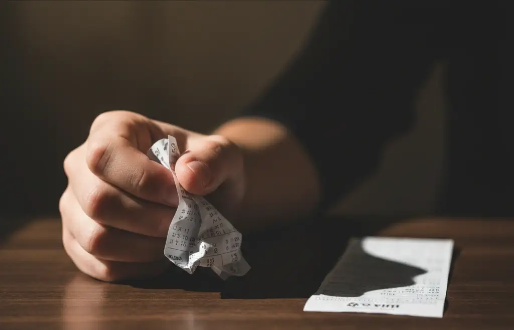 Mano che accartoccia una schedina perdente, simbolo degli errori comuni nelle scommesse sul calcio