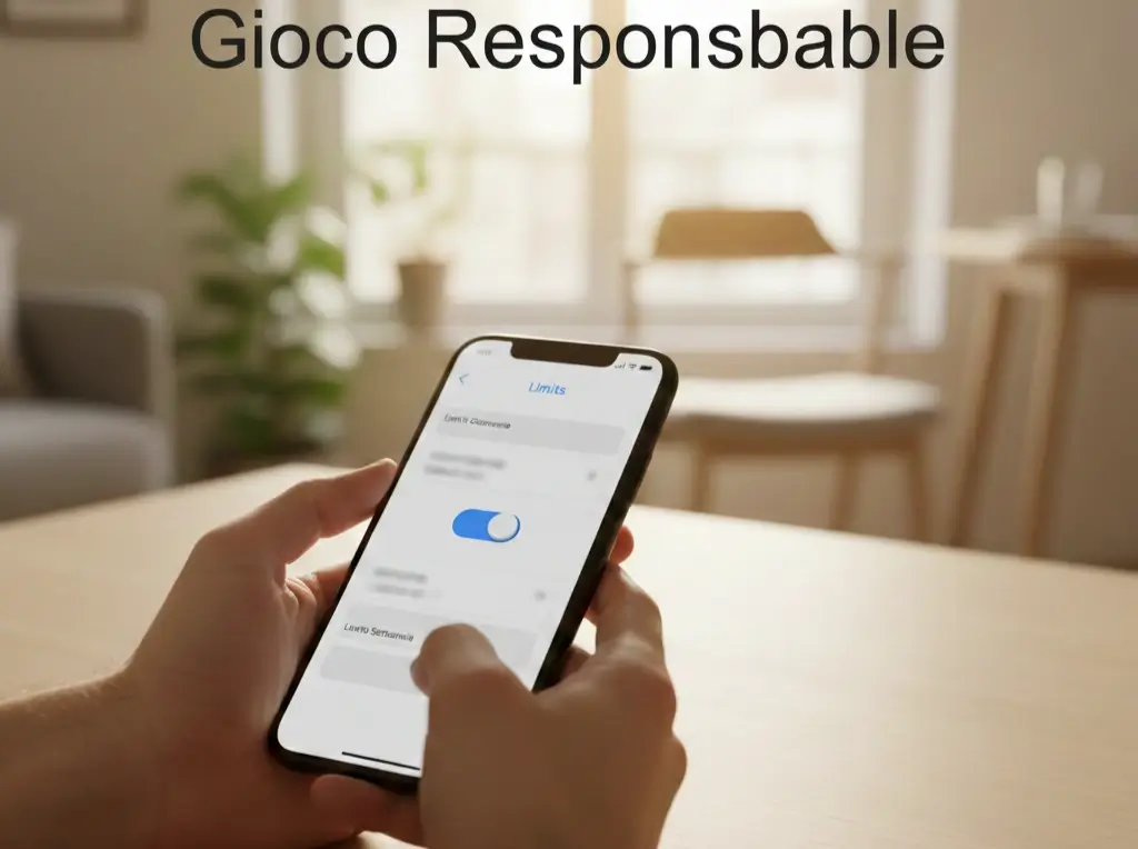 Persona che imposta un limite di budget su uno smartphone, rappresentando il gioco responsabile nelle scommesse